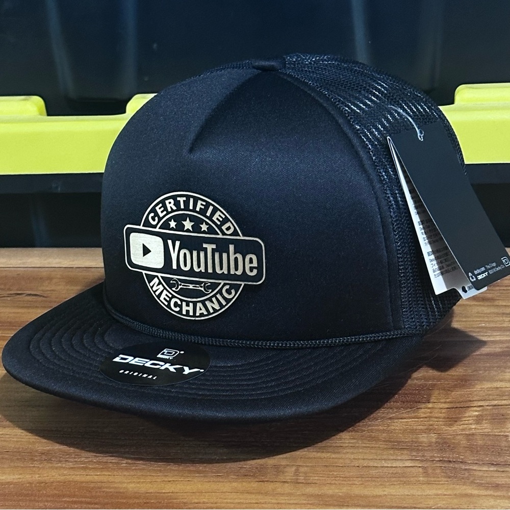 Certified YouTube Mechanic foam Trucker Hat Black SnapBack